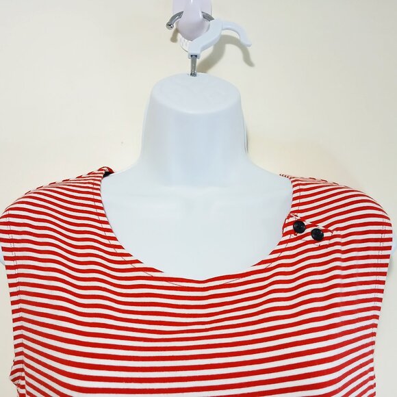 LL Bean Sleeveless Pullover Ladies Dress Red Stripe Navy Blue Stretch Size S - Picture 2 of 10